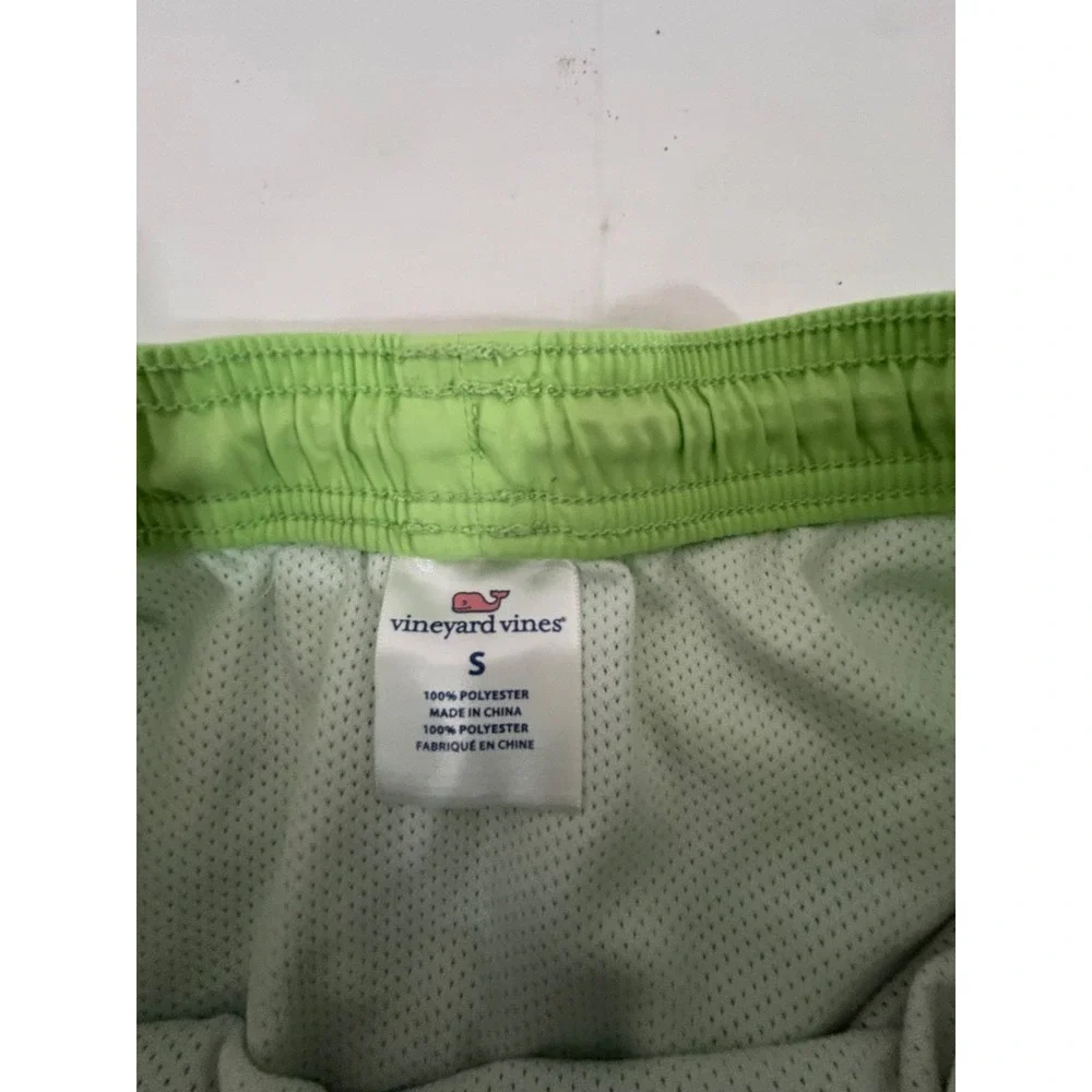 Vineyard Vines Whale Logo Drawstring Swim Trunks Mens Sz S Lime Green Lined